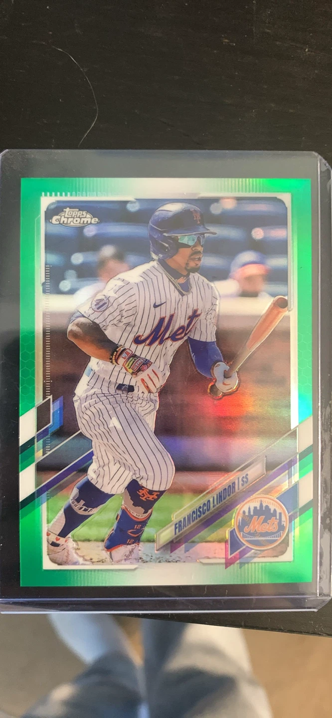 2021 Topps Chrome Francisco Lindor RC Green Refractor #38/75 - photo 2