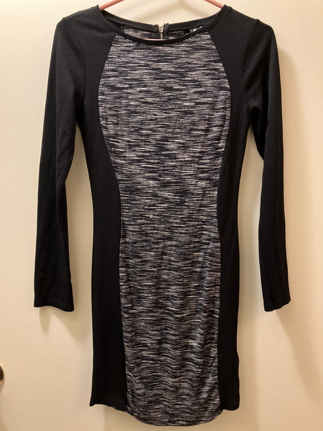 Divided H&M Black & Grey Marled Long Sleeve Dress