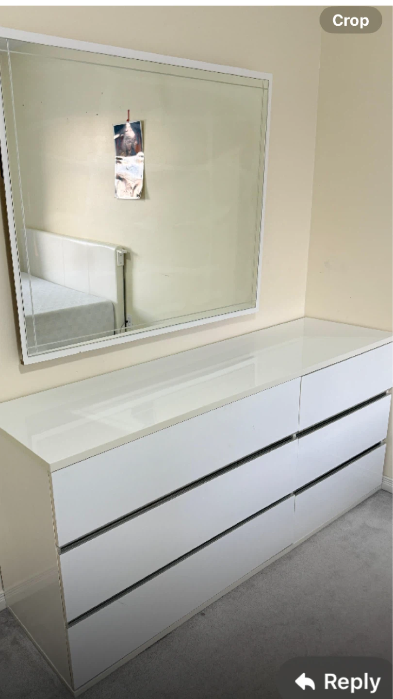 White 6-Drawer Dresser with Mirror - photo 2