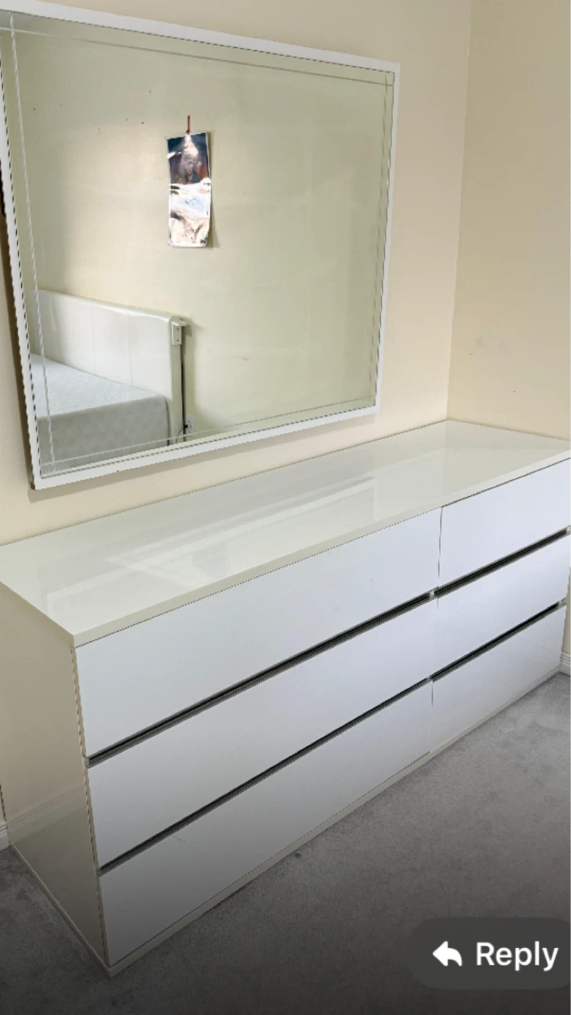 White 6-Drawer Dresser with Mirror - photo 4