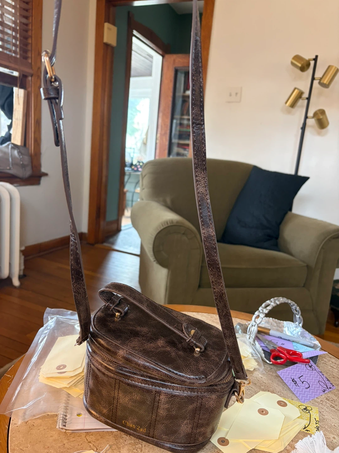 Chan 2ad Brown Faux Leather Top Handle Crossbody Bag - photo 3