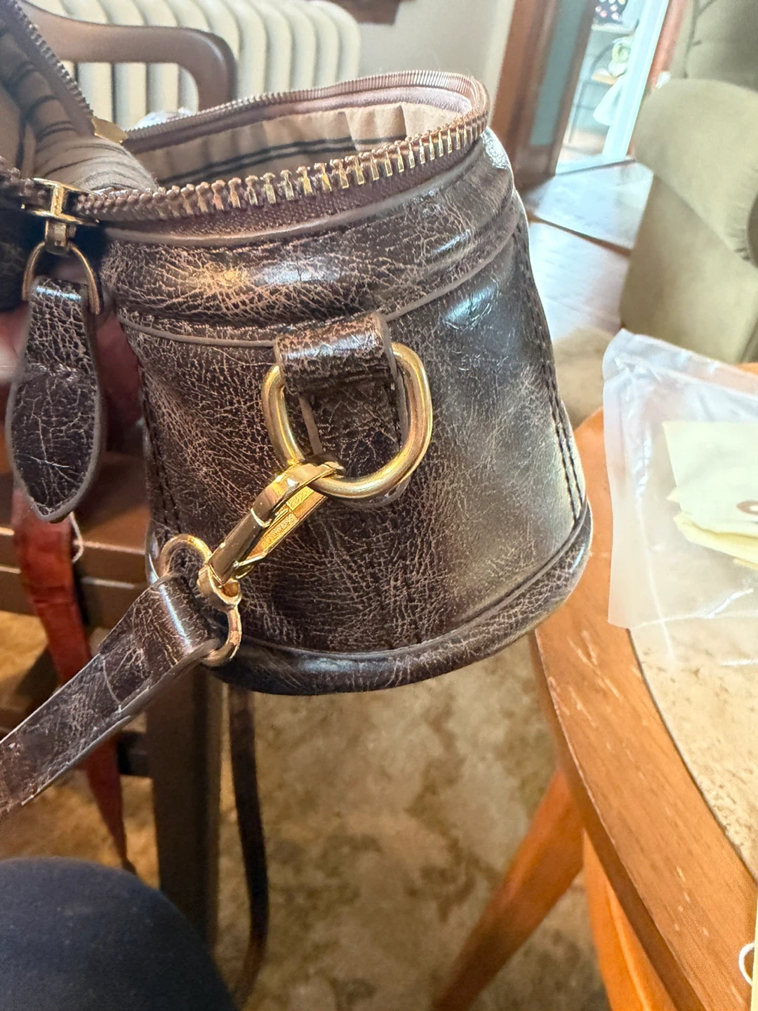 Chan 2ad Brown Faux Leather Top Handle Crossbody Bag - photo 5