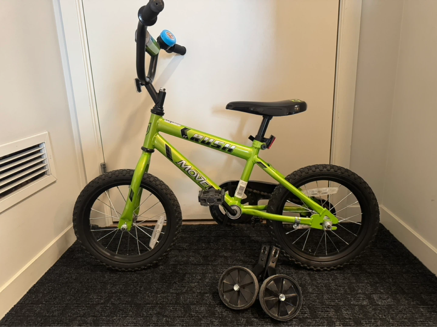 Green Rush 14" Kids Bike with Training Wheels and Helmet - photo 2