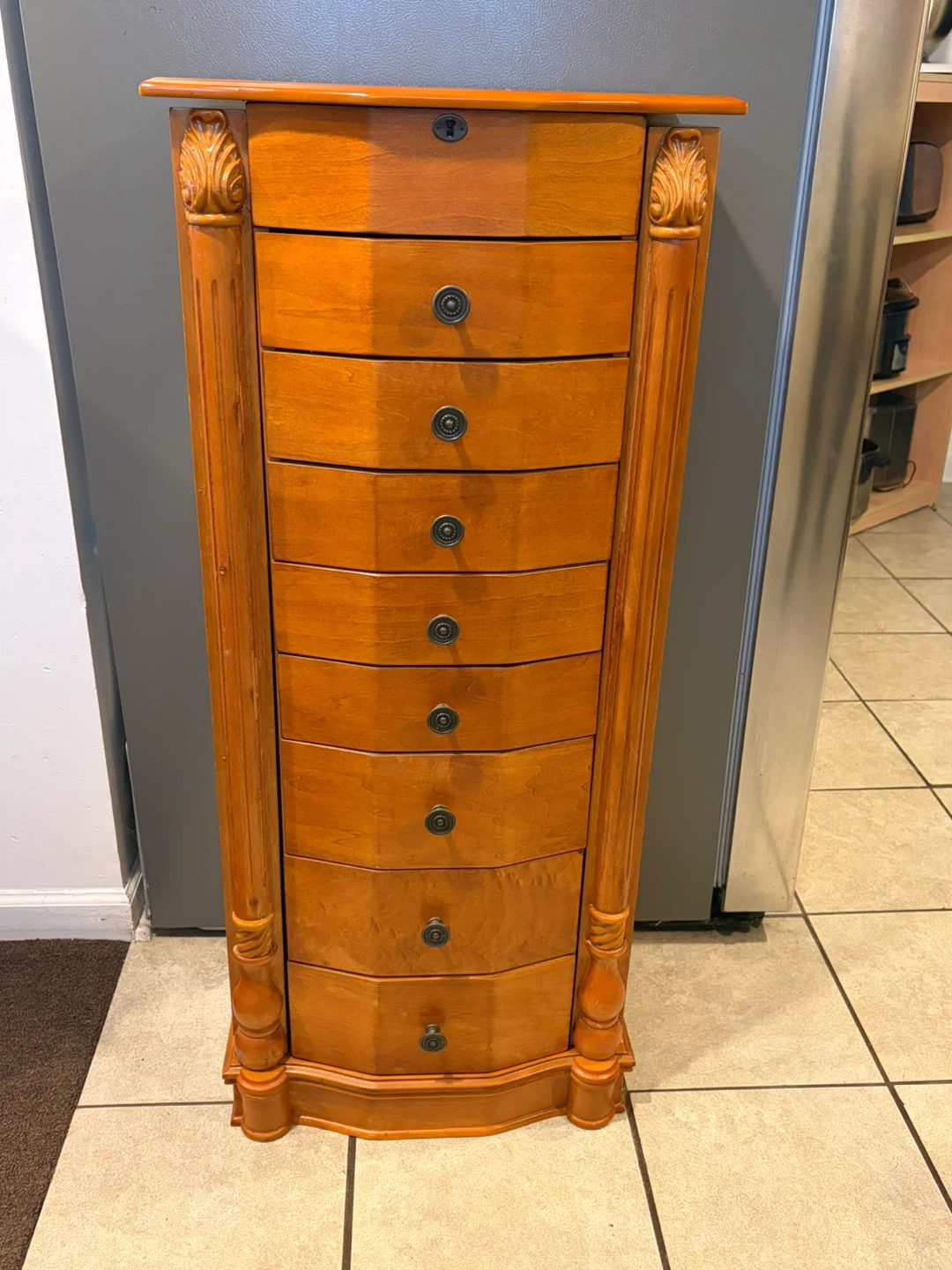 Wooden Jewelry Armoire with Mirror