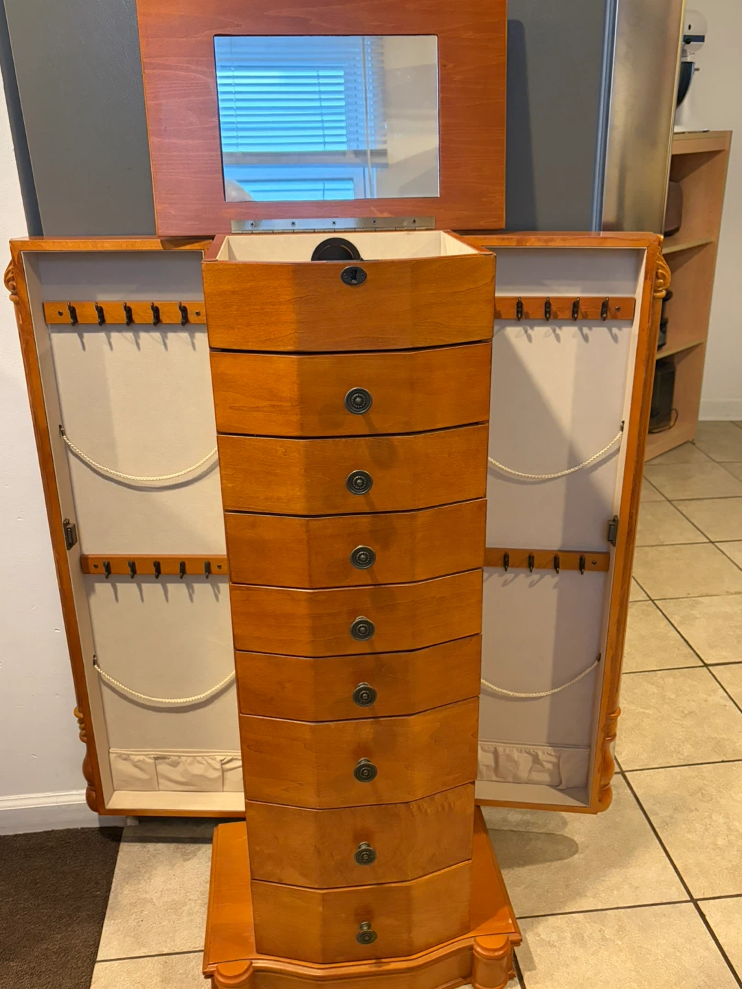 Wooden Jewelry Armoire with Mirror - photo 2