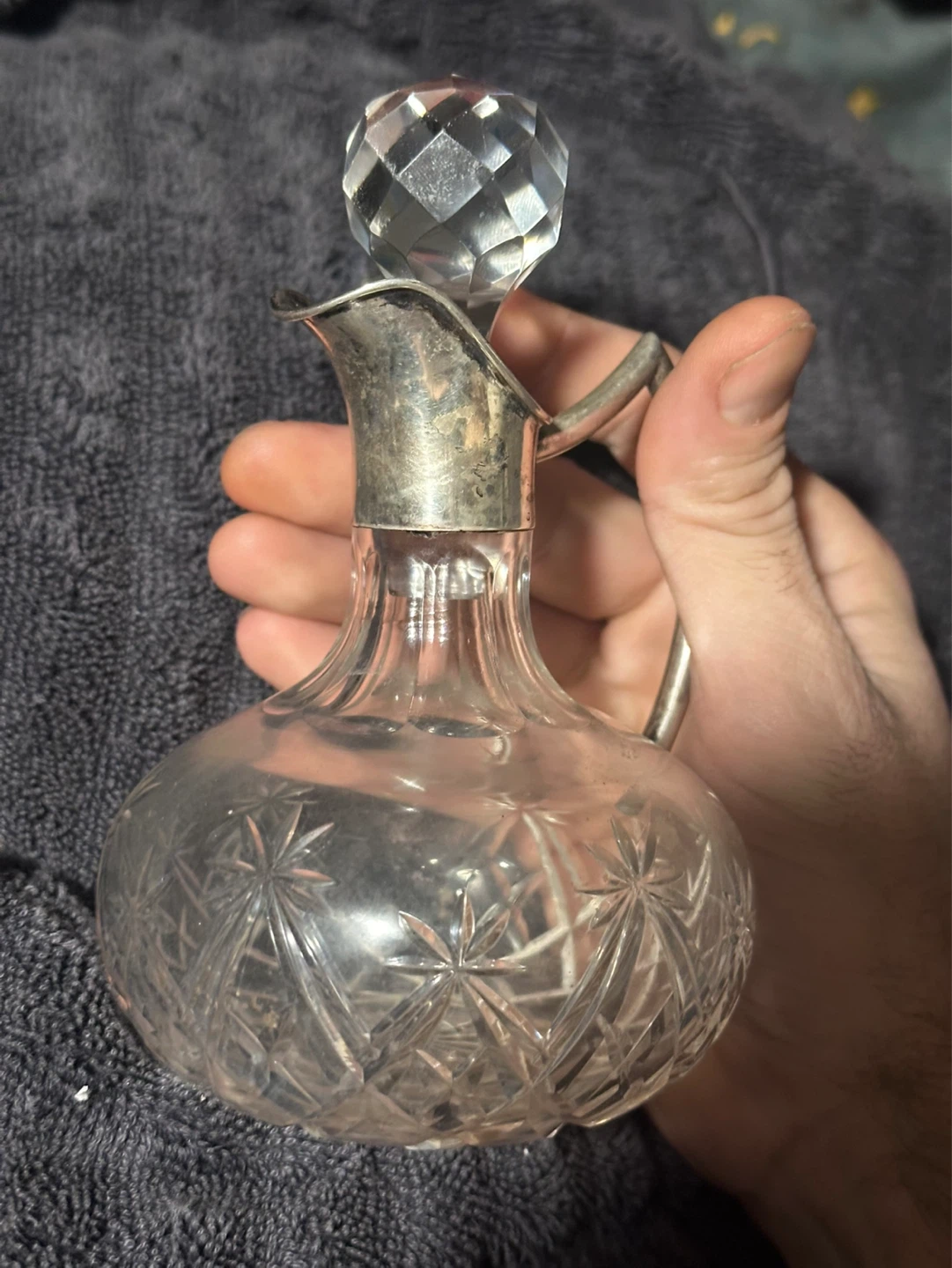Antique German 800 Silver and Crystal Cruet
