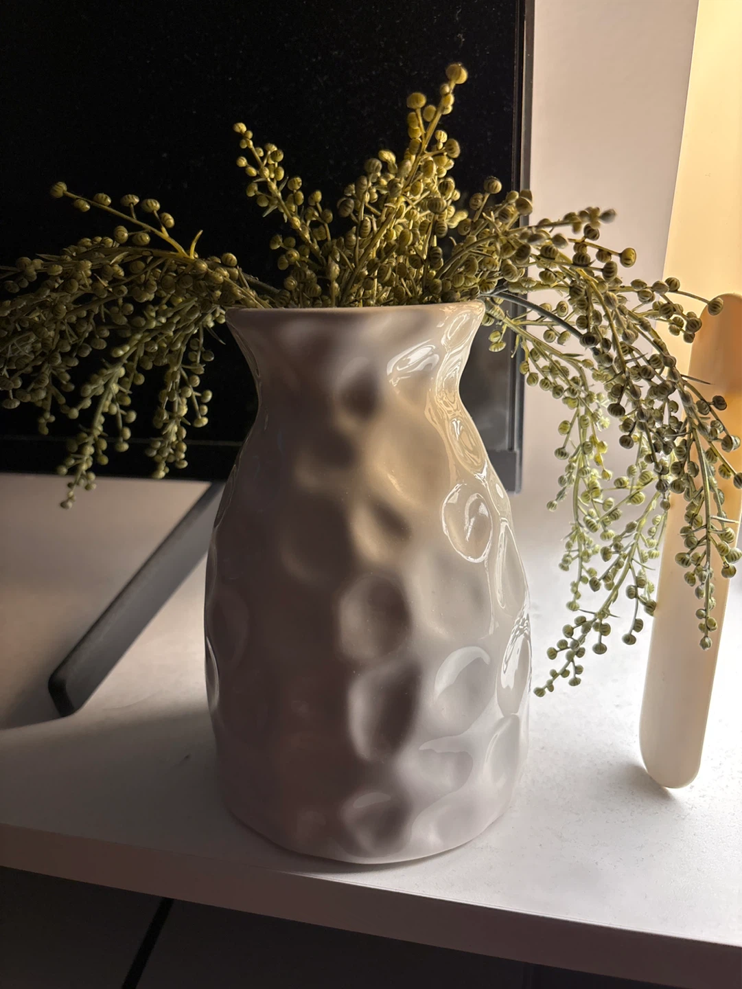 White Ceramic Embossed Vase