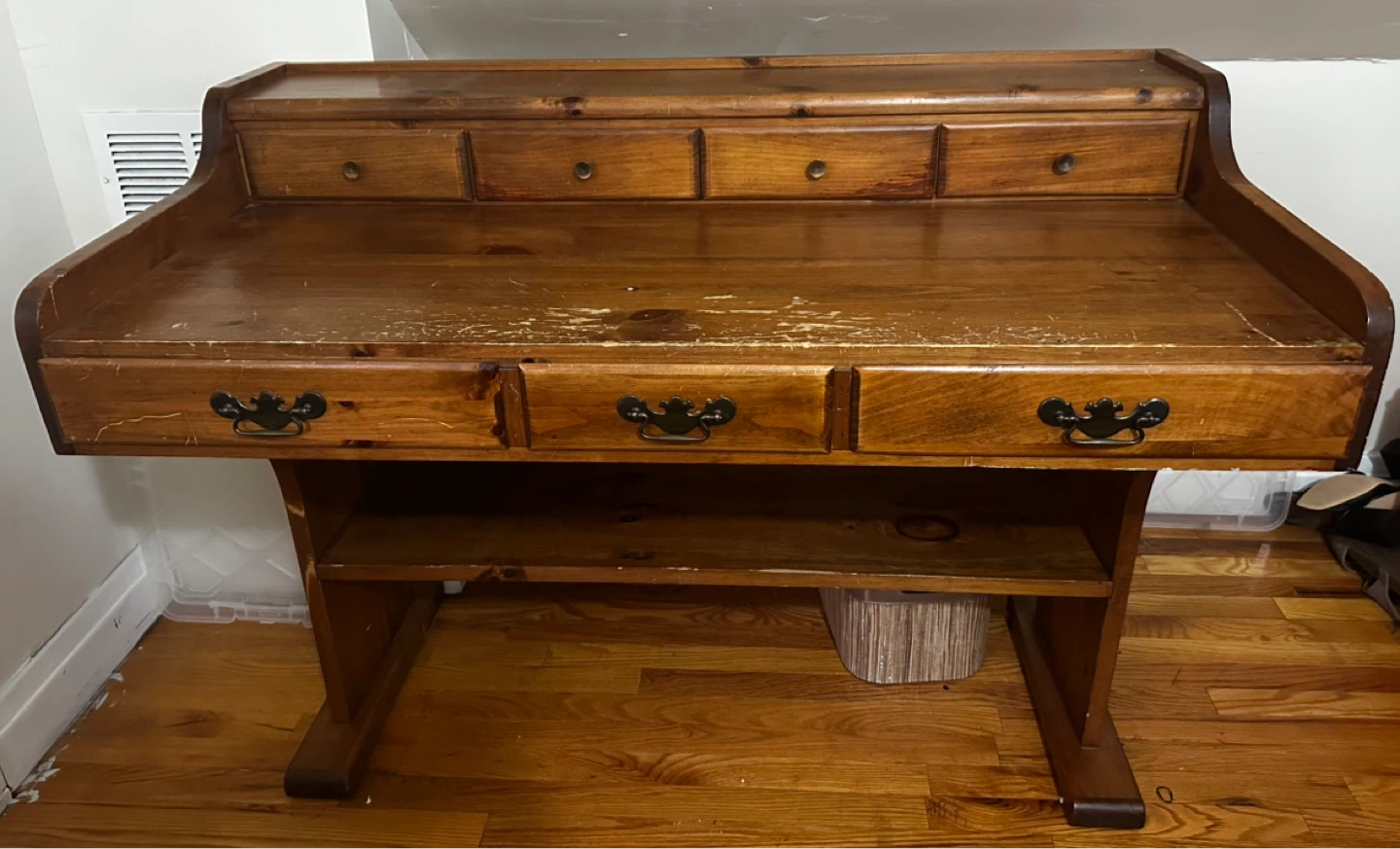 Vintage Wooden Desk with Drawers - photo 2