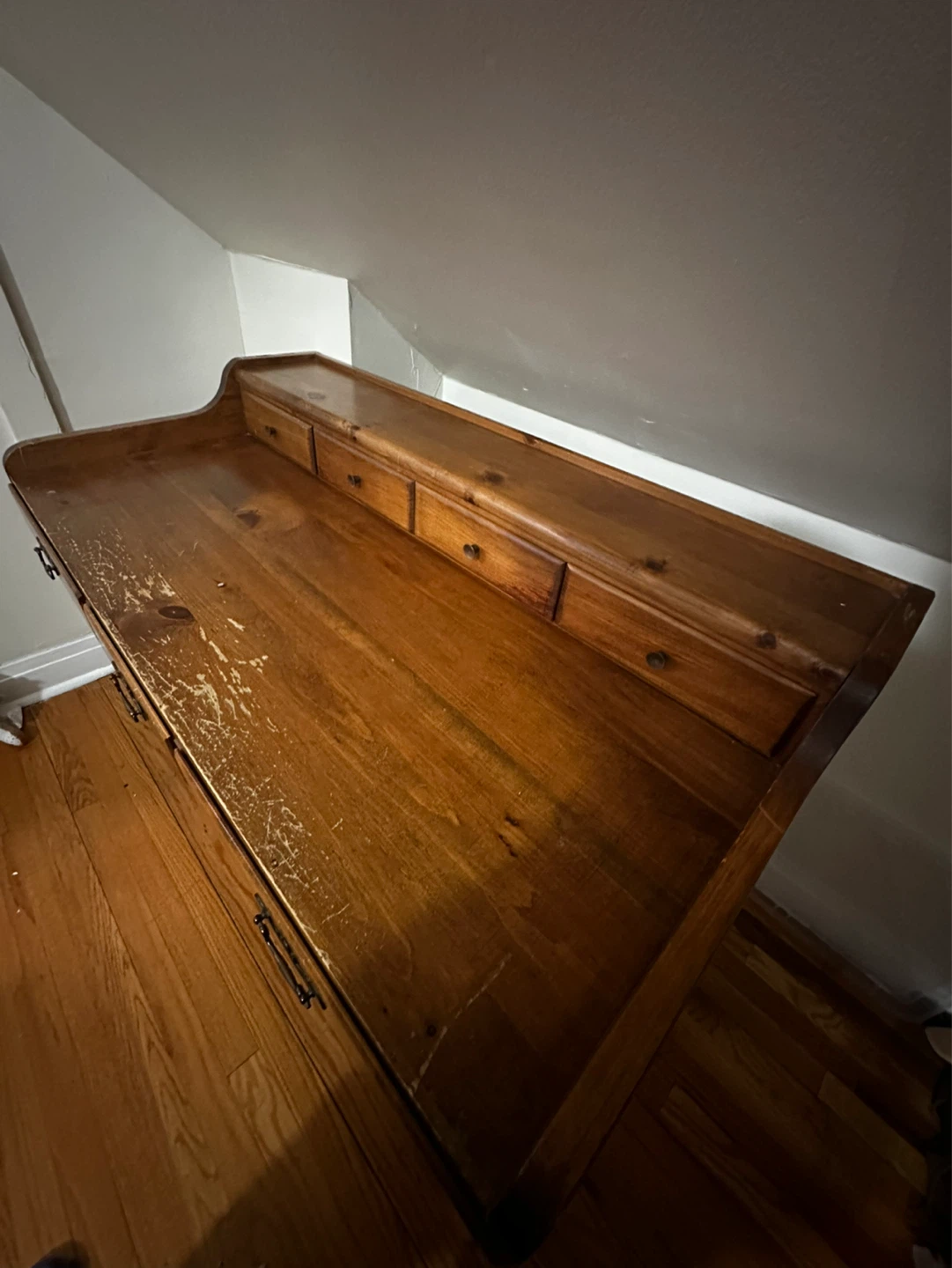 Vintage Wooden Desk with Drawers - photo 3