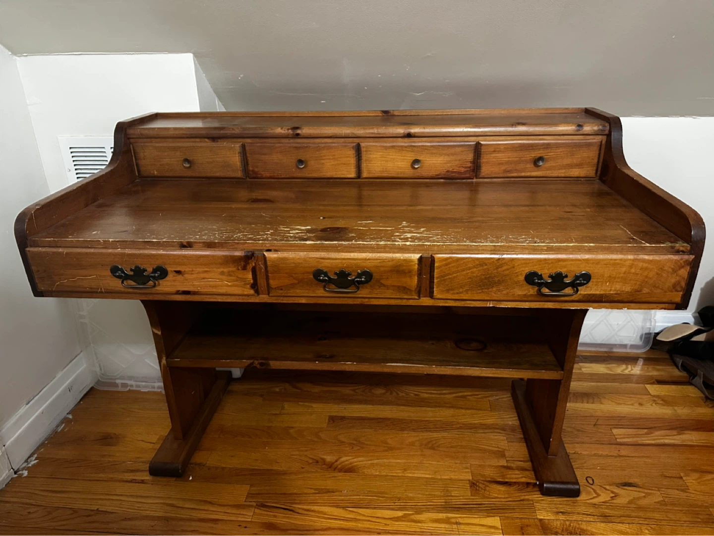 Vintage Wooden Desk with Drawers