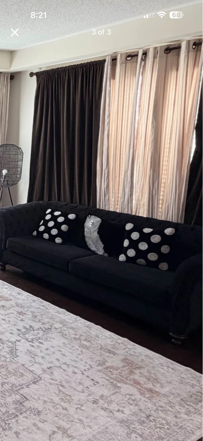 Black Tufted Loveseat and Sofa Set with Tables - photo 3
