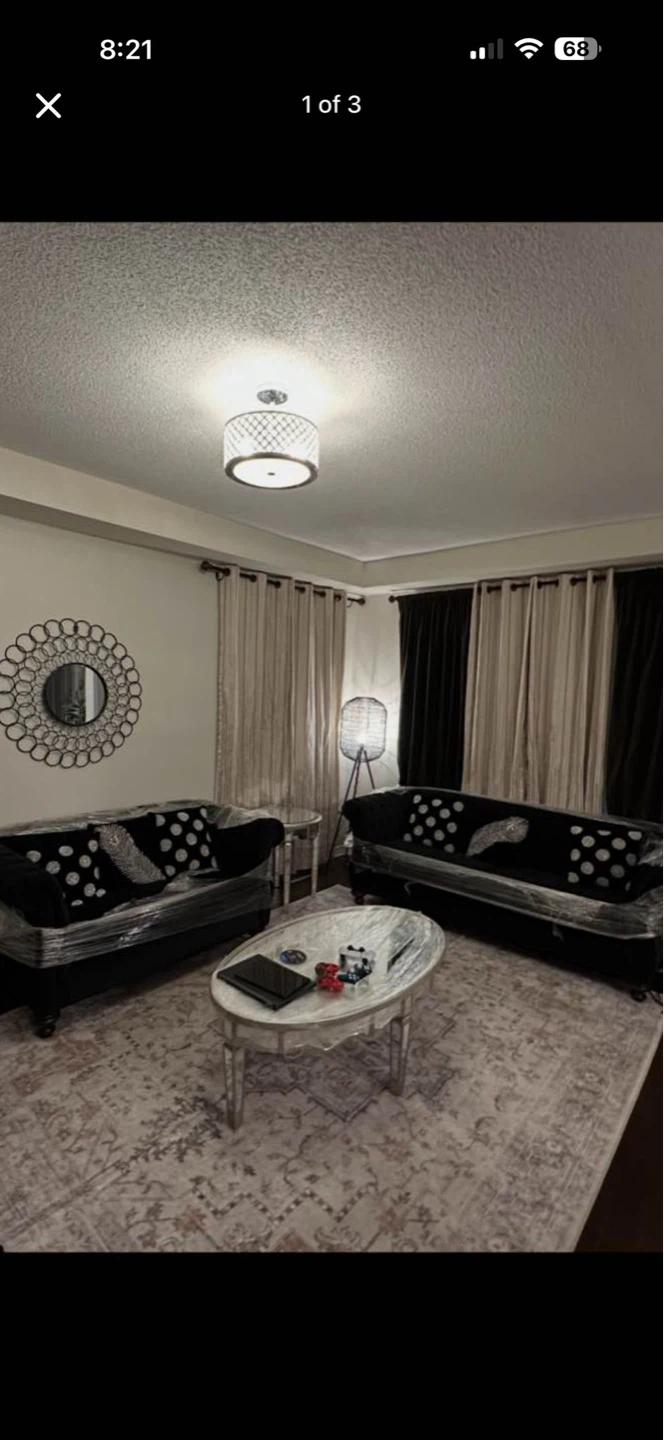 Black Tufted Loveseat and Sofa Set with Tables - photo 2