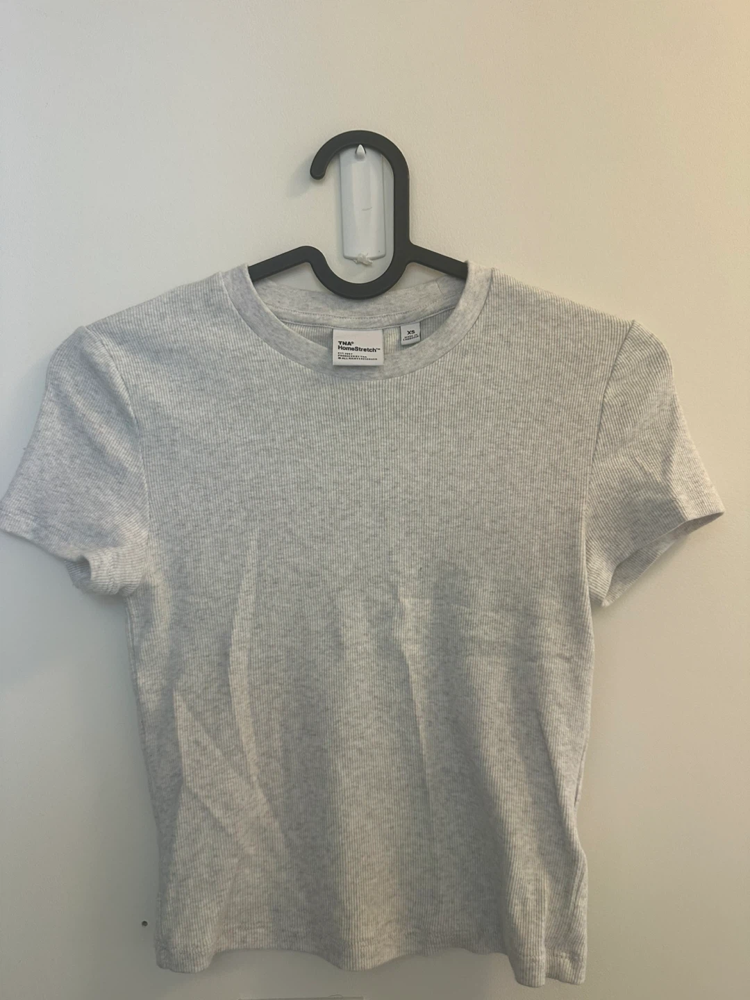 TNA HomeStretch Ribbed Cropped T-Shirt - XS - Heather Grey