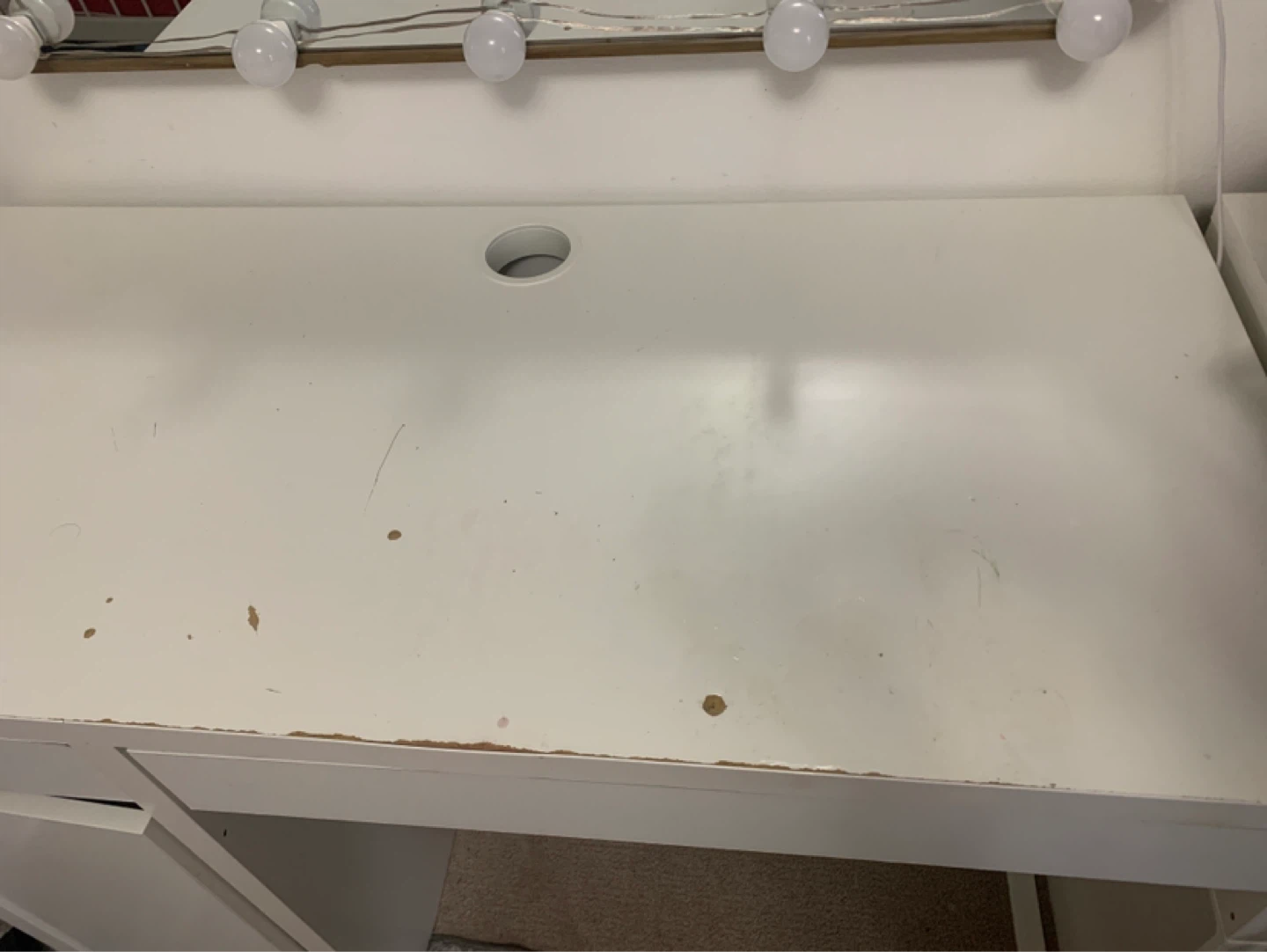 White Vanity Desk with Mirror and Lights - photo 2