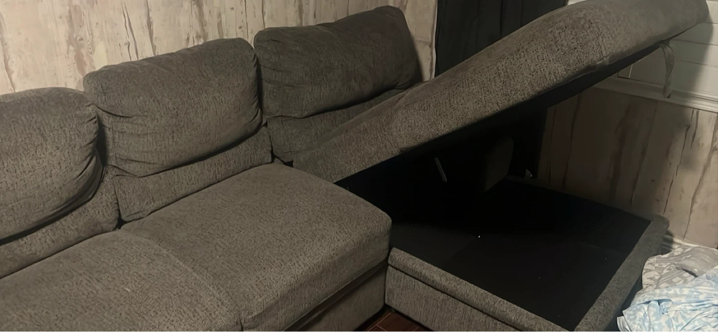 Grey Sectional Sofa with Chaise and Storage - photo 3
