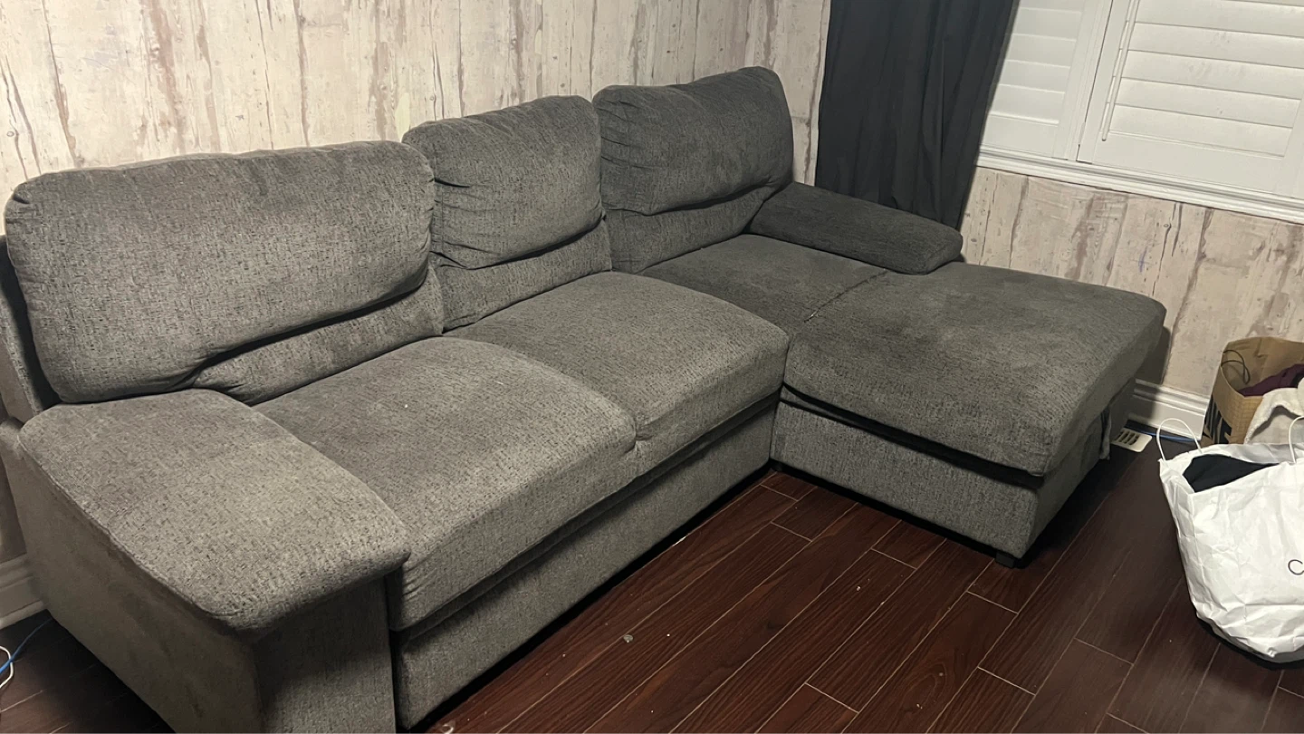 Grey Sectional Sofa with Chaise and Storage - photo 4