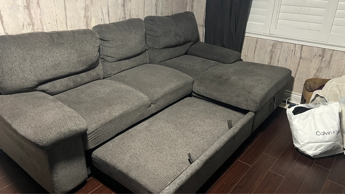 Grey Sectional Sofa with Chaise and Storage