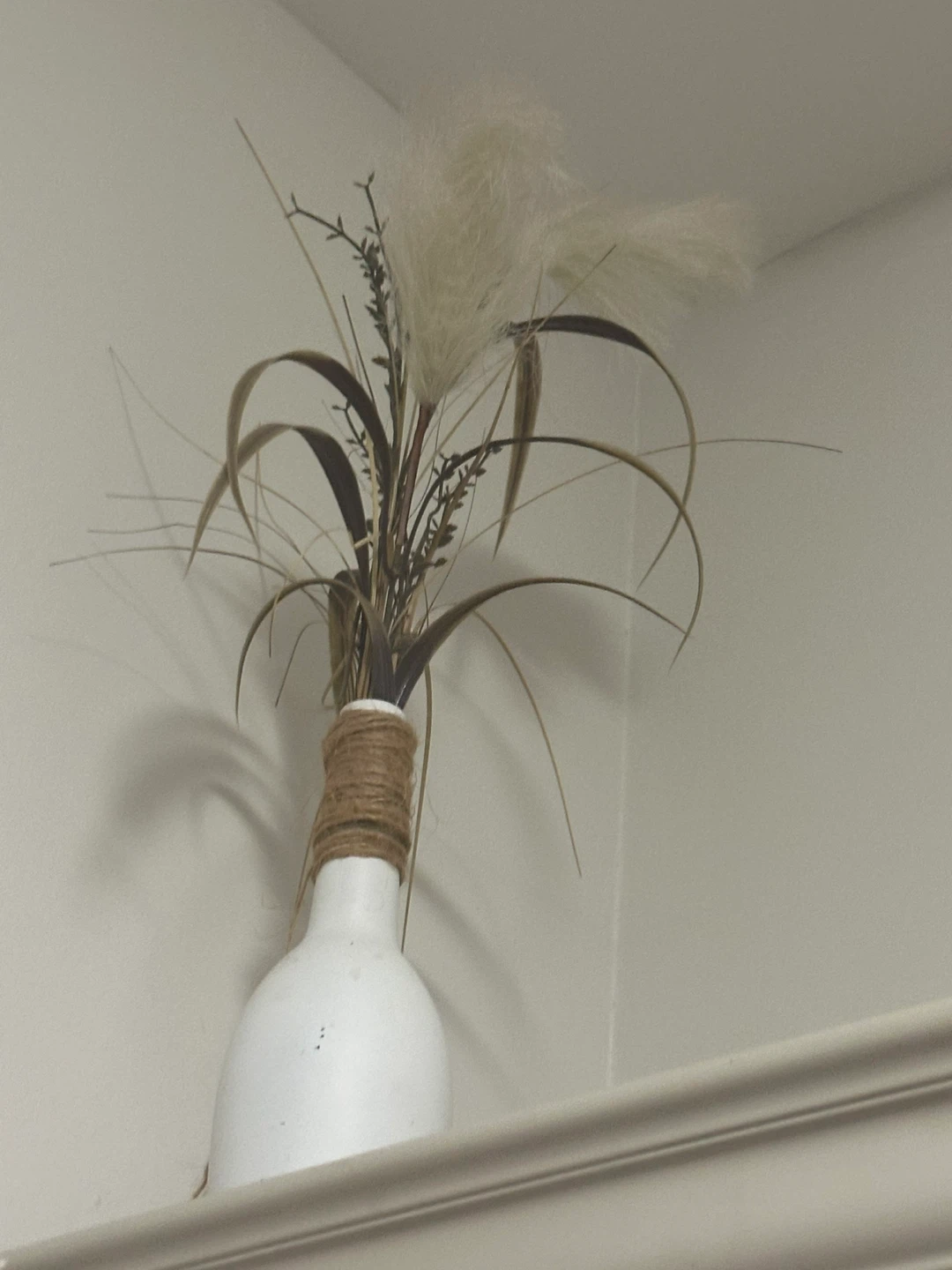 Small White Vase with Dried Floral Arrangement