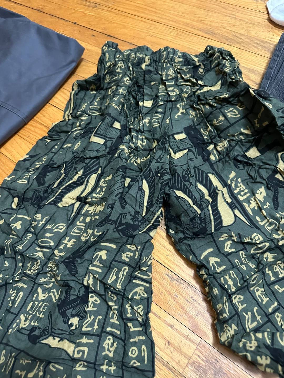 Green Egyptian Hieroglyph Pattern Harem Pants