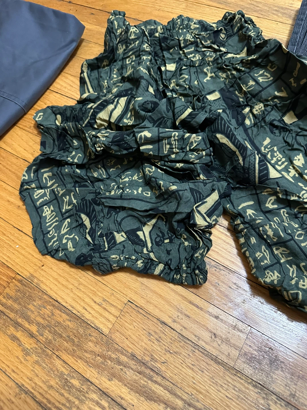 Green Egyptian Hieroglyph Pattern Harem Pants - photo 2