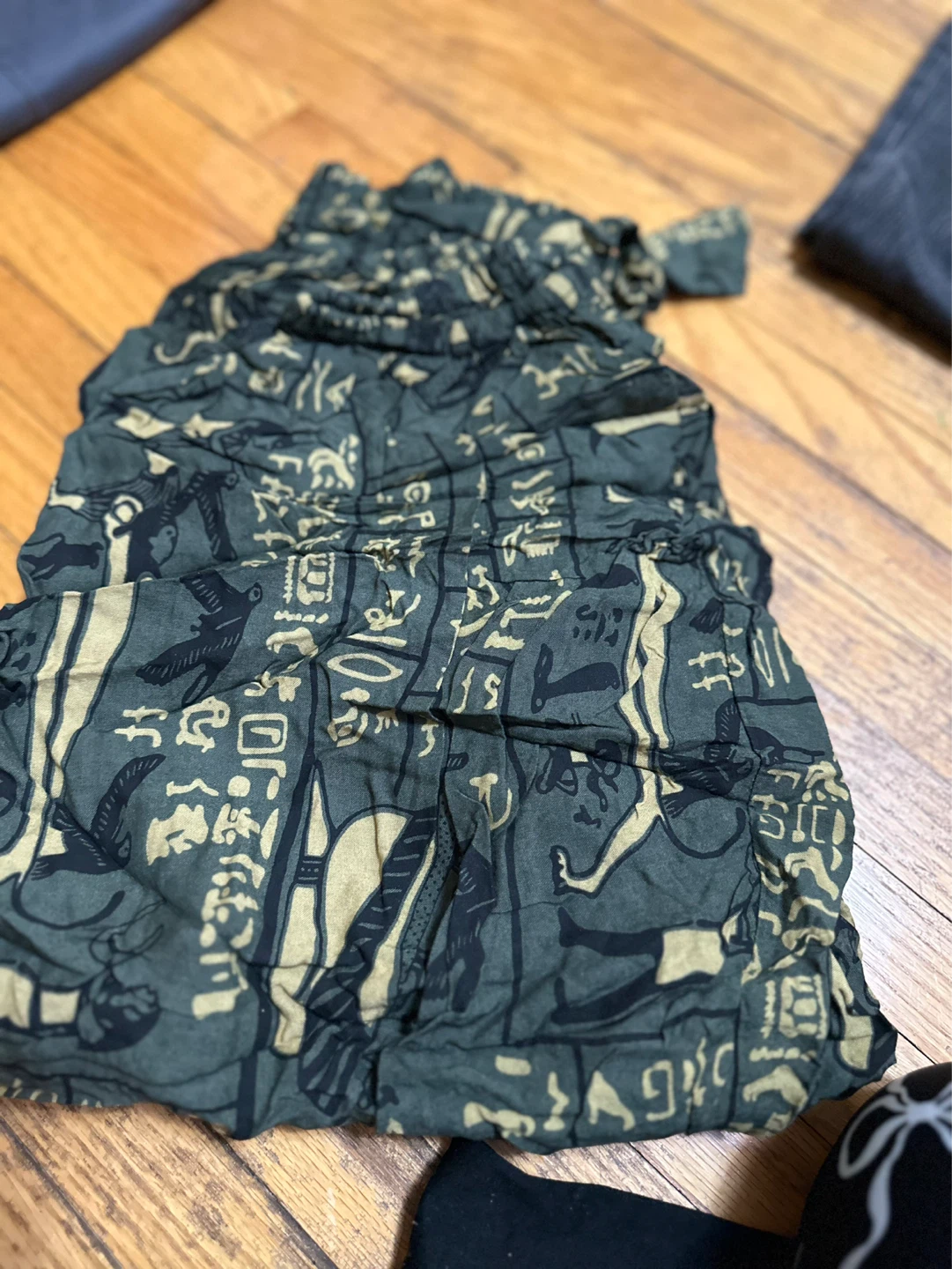 Green Egyptian Hieroglyph Pattern Harem Pants - photo 3