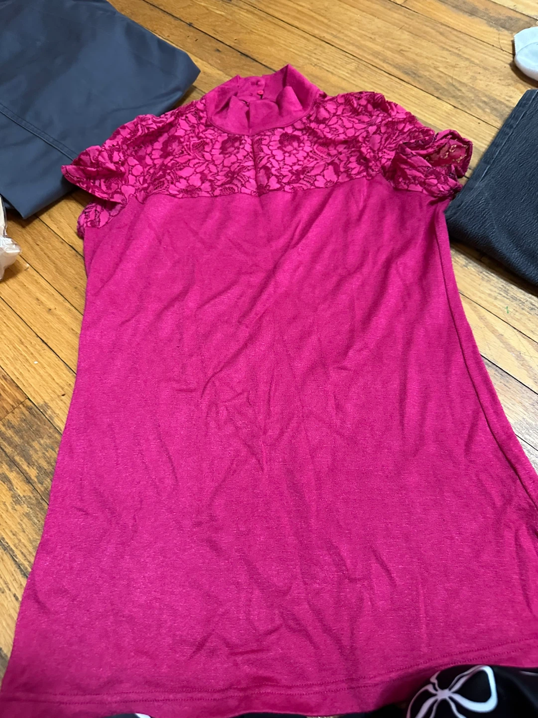 Women's Pink Lace Detail Top