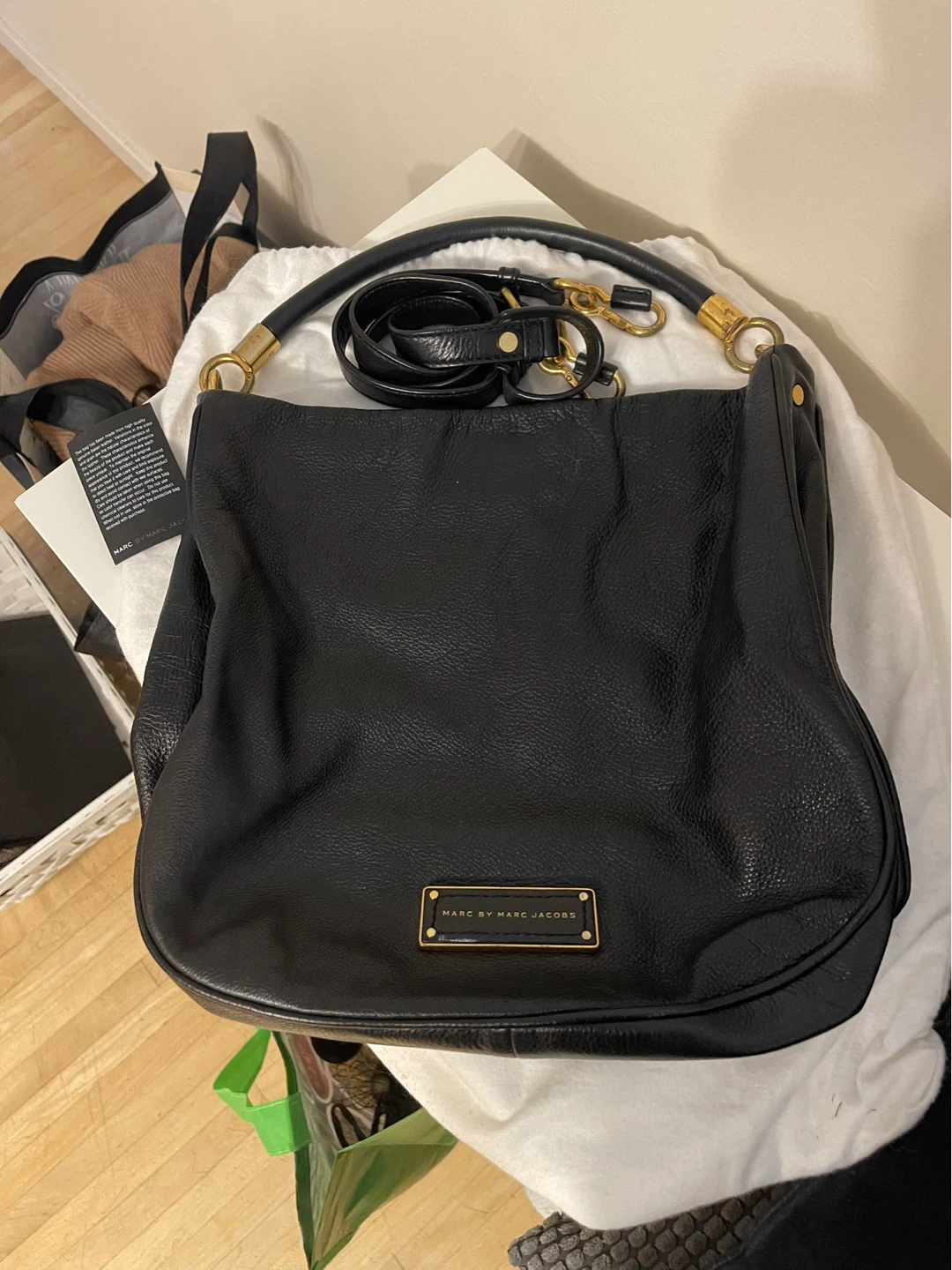 Black Leather Hobo Bag by Marc Jacobs