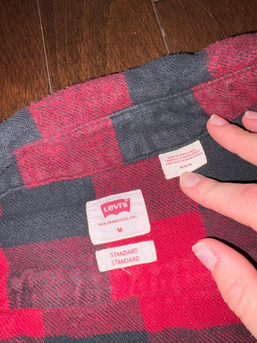 Levi's Red and Black Plaid Flannel Shirt - Size M