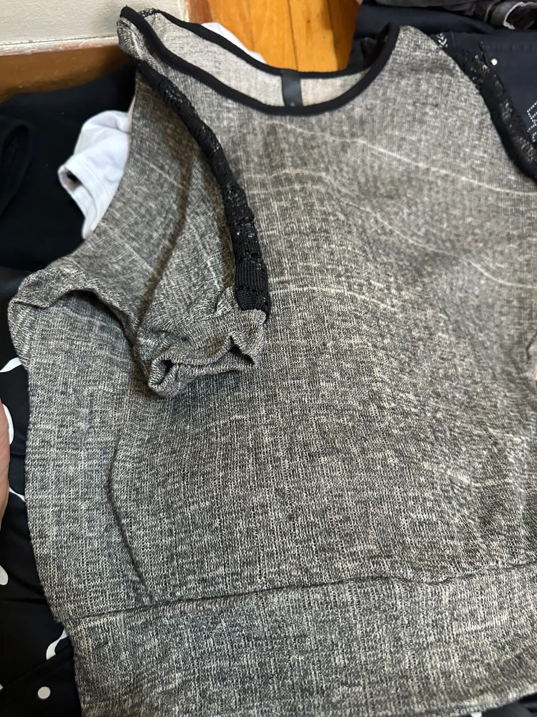 Grey Blouse with Black Lace Sleeves - photo 2