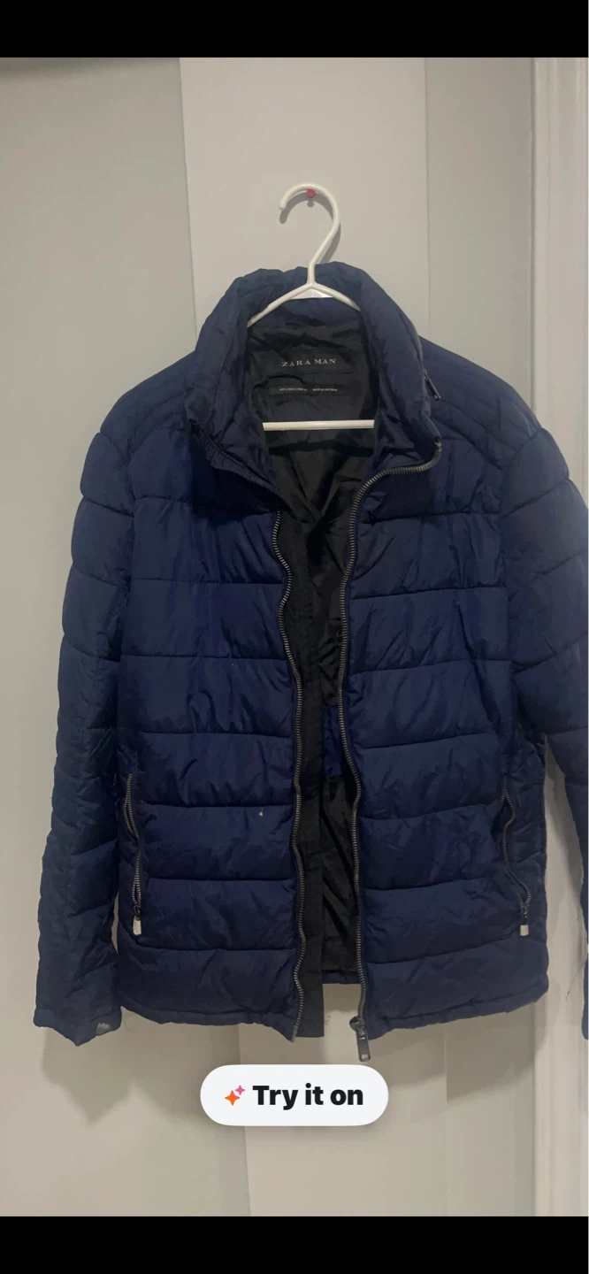 Zara Man Blue Puffer Jacket