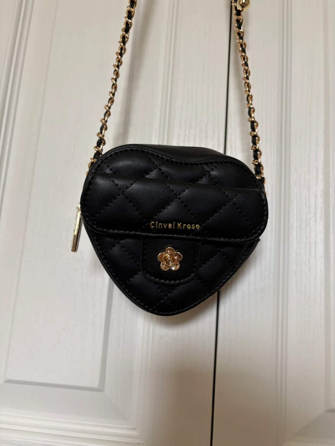Black Quilted Heart Crossbody Bag - photo 2