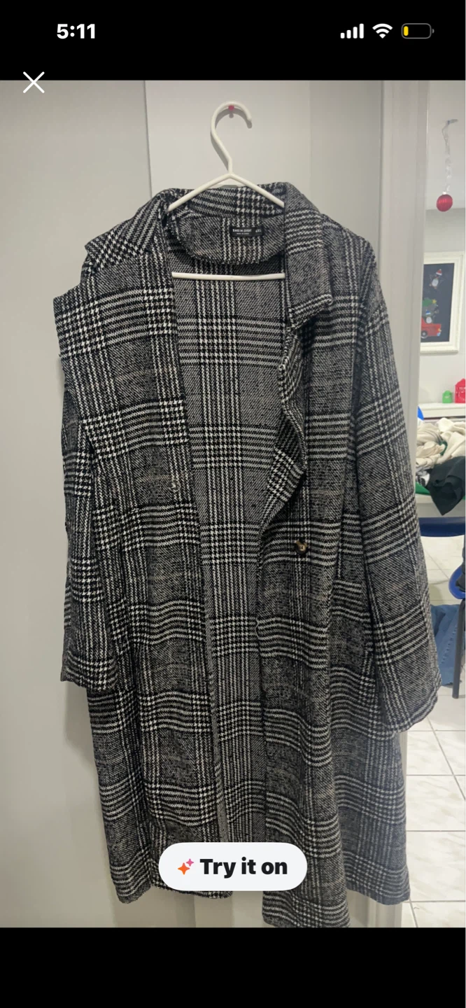 SHEIN Plaid Long Coat