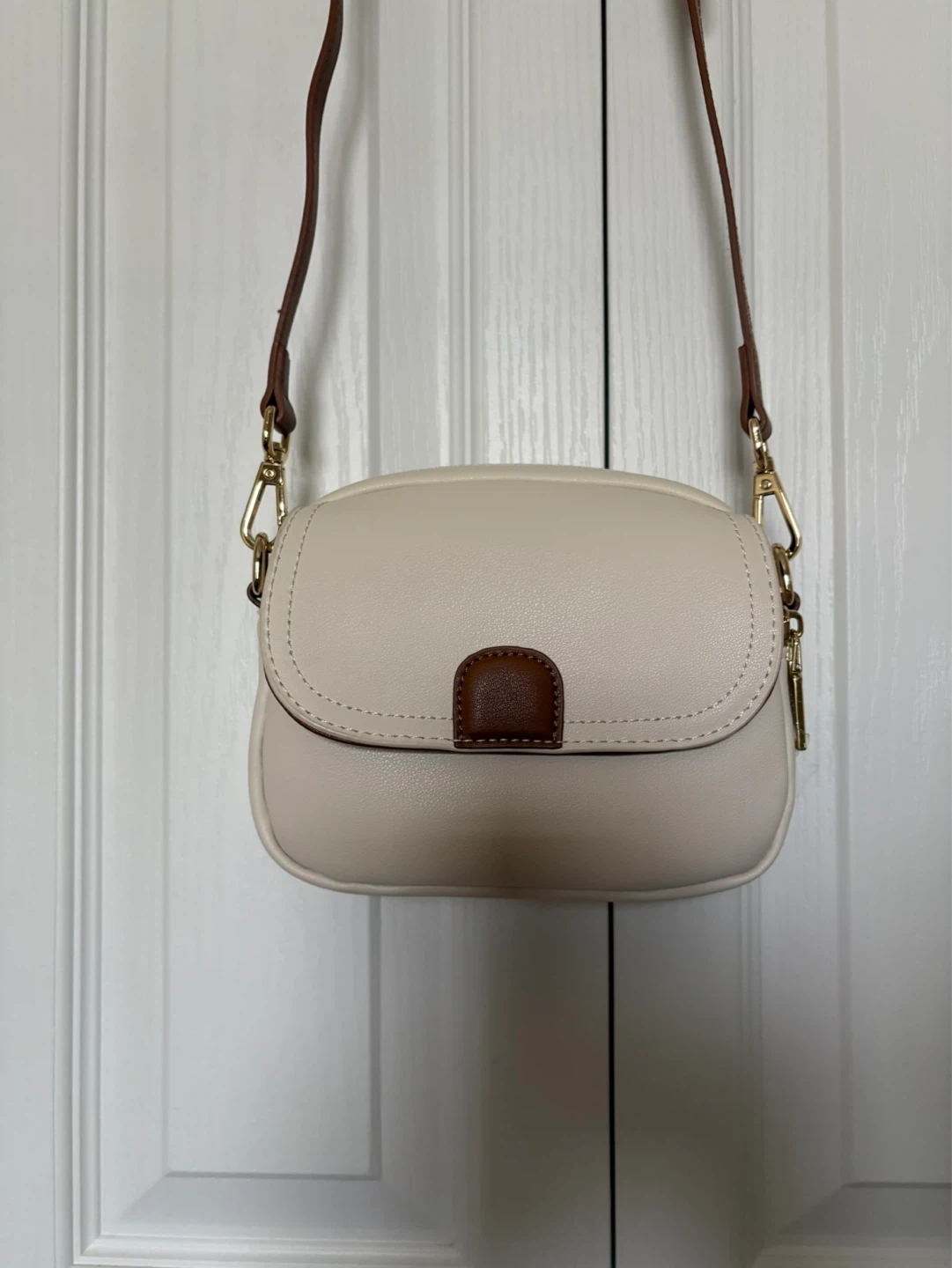 Cream Crossbody Bag with Brown Strap - photo 2