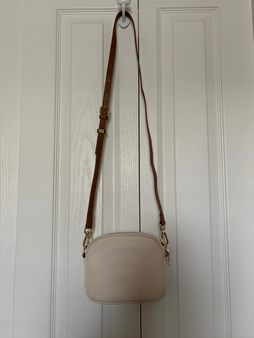 Cream Crossbody Bag with Brown Strap - photo 3