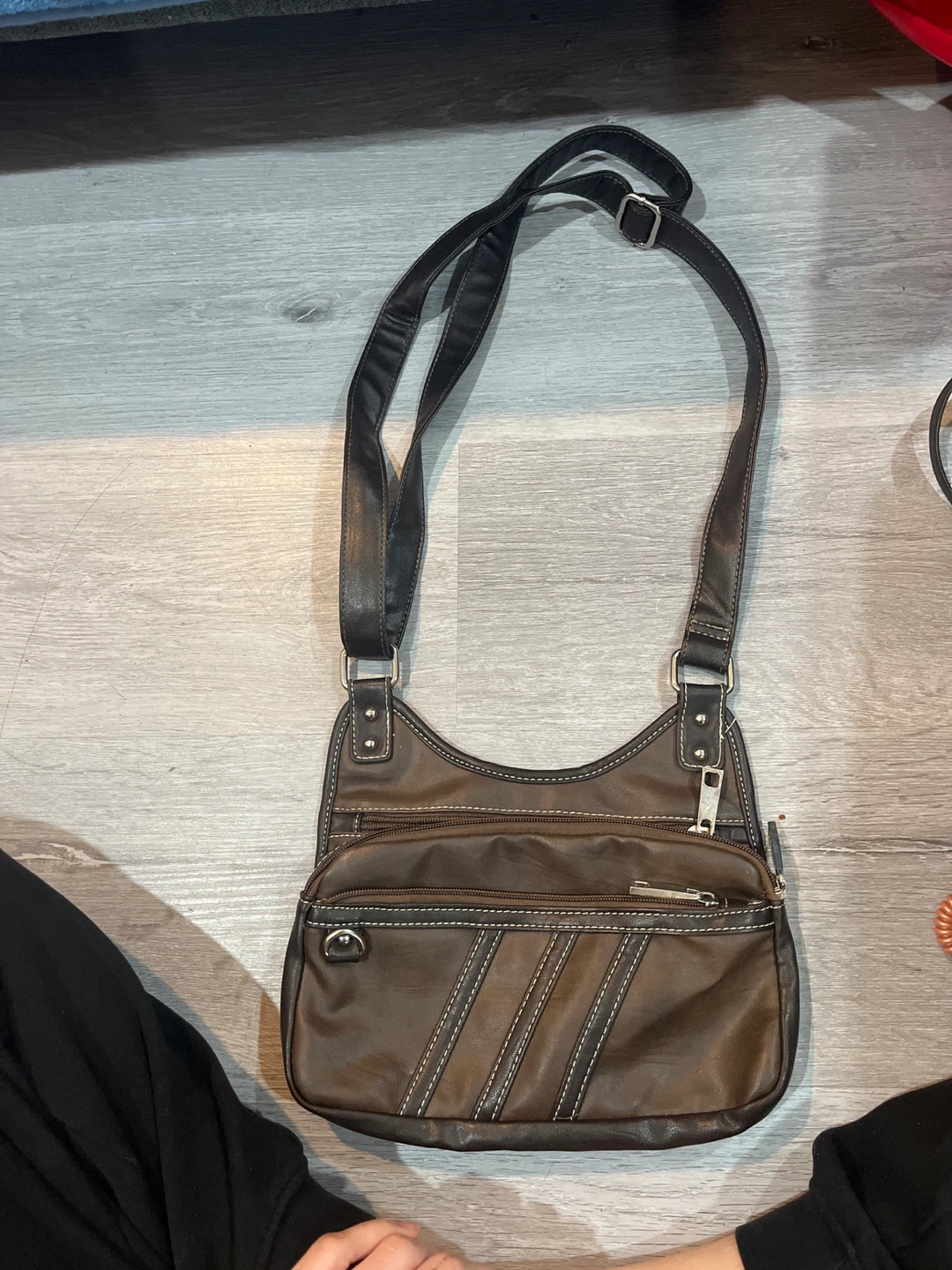 Black Rivet Brown Crossbody Purse