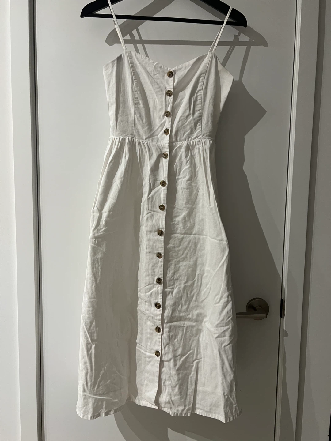H&M White Button Midi Dress