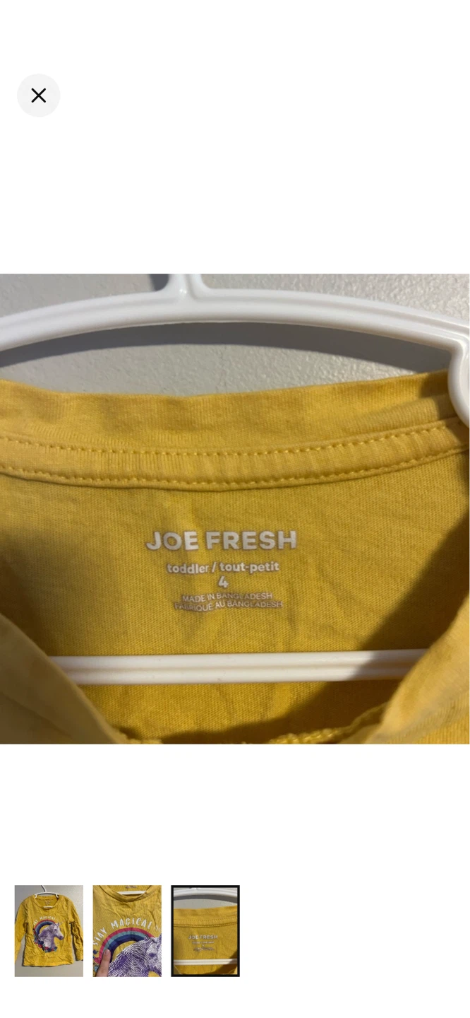 Joe Fresh Toddler Yellow Unicorn Long Sleeve Shirt Size 4 - photo 3
