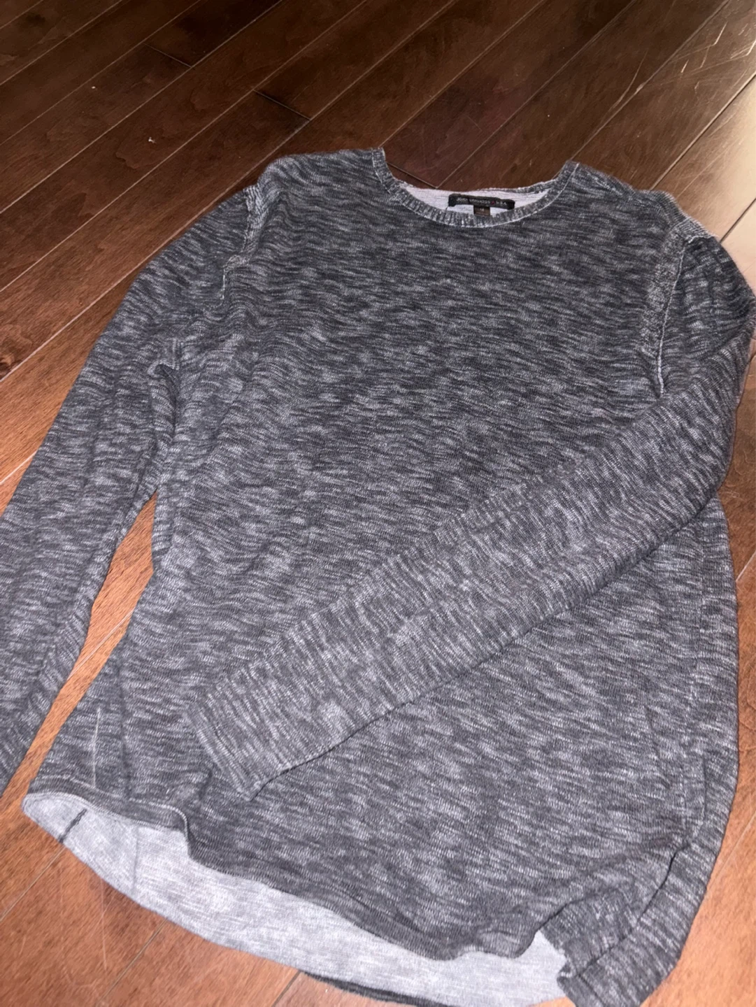 John Varvatos USA Grey Marled Crew Neck Long Sleeve Shirt Size M
