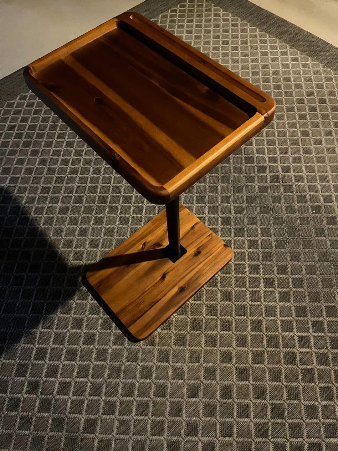HOLANA Acacia Wood Adjustable C-Shaped Couch Table