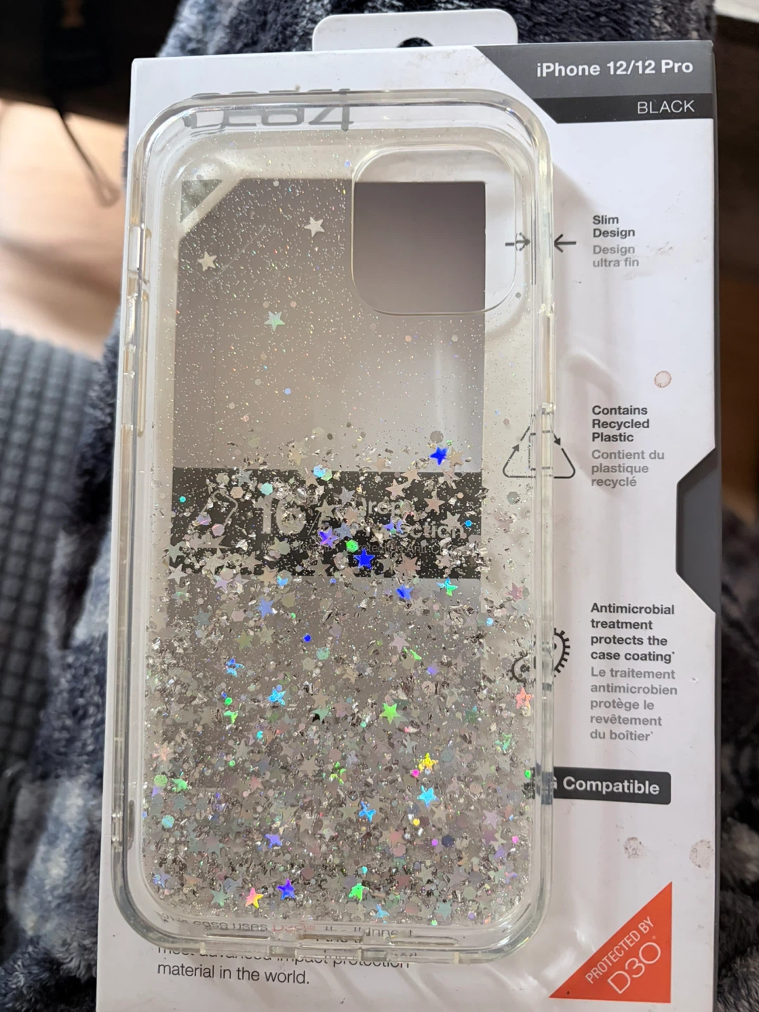 Gear4 Glitter Phone Case for iPhone 12/12 Pro - Black - photo 3