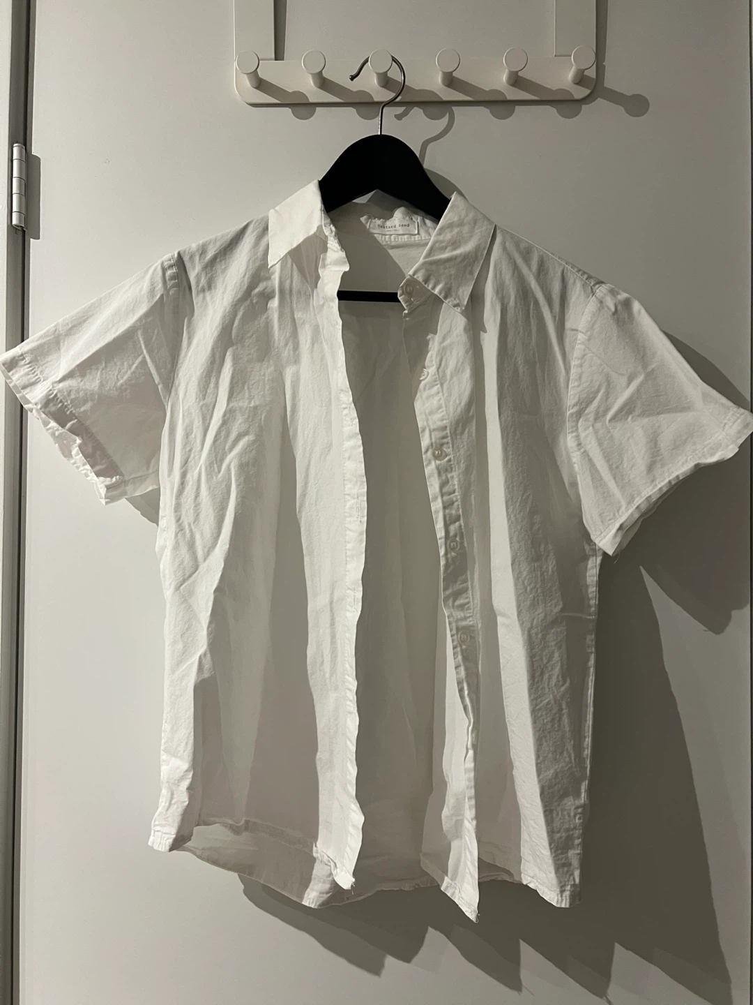White Short-Sleeve Button-Up Shirt