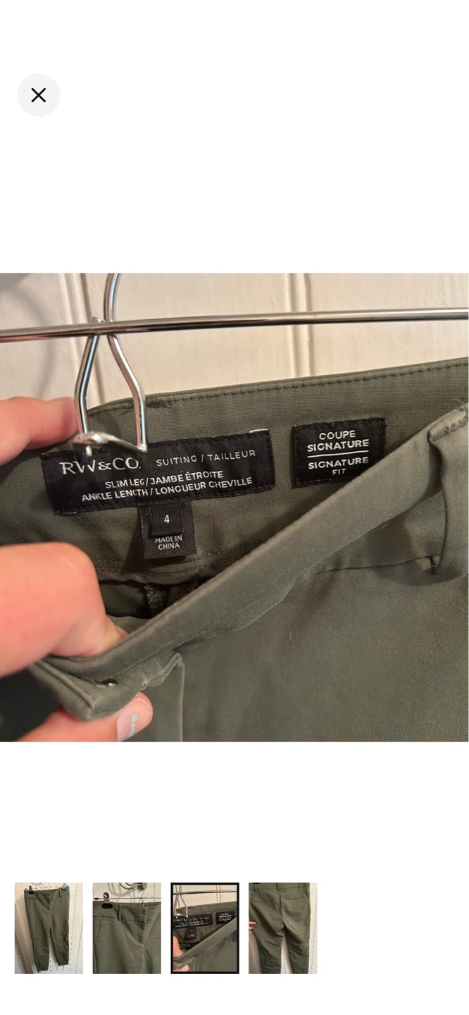 RW & CO. Slim Leg Ankle Length Pants - Olive Green - Size 4 - photo 3