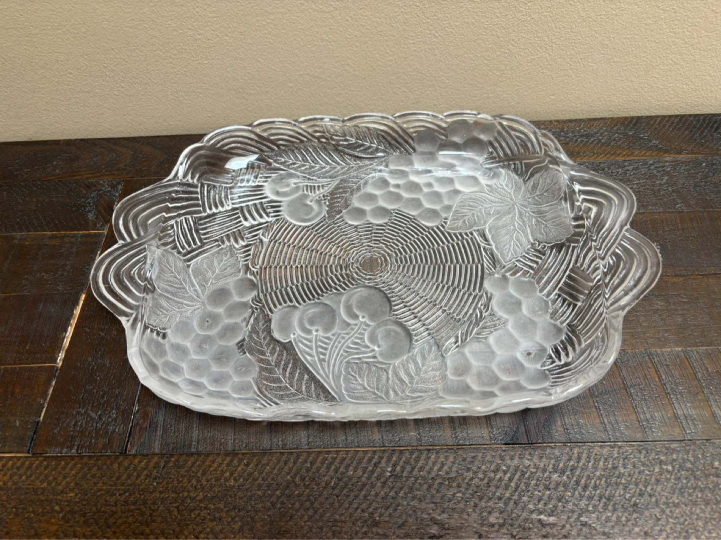 Vintage Glass Fruit Embossed Serving Platter