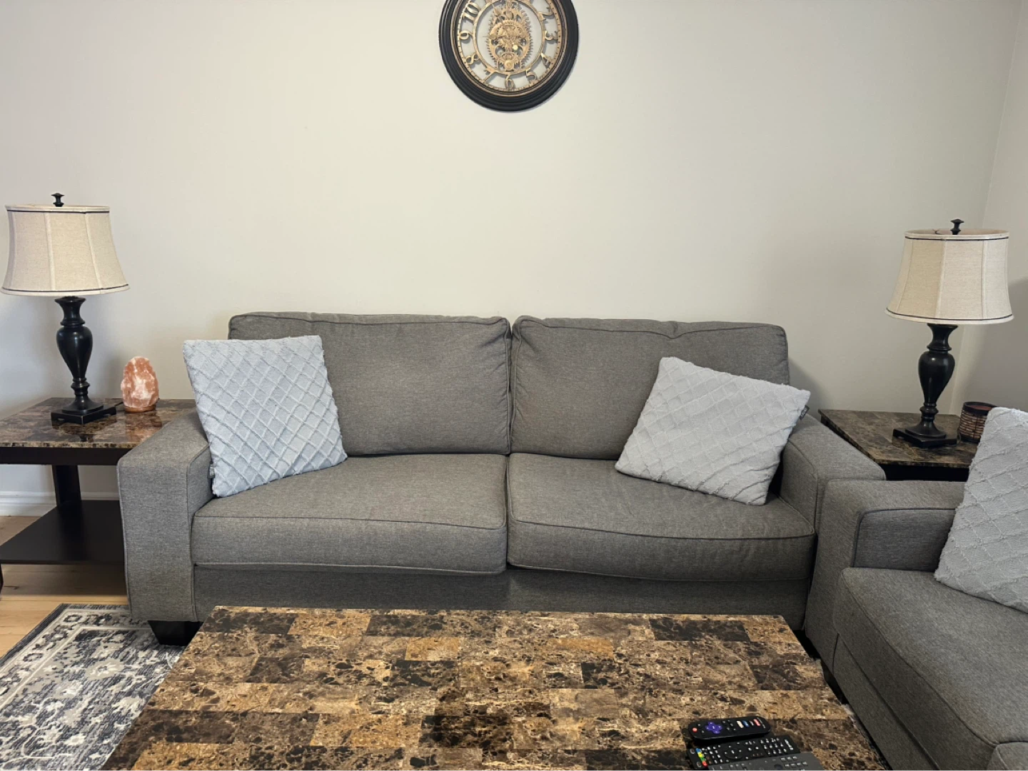 Grey Sectional Sofa with Coffee Table