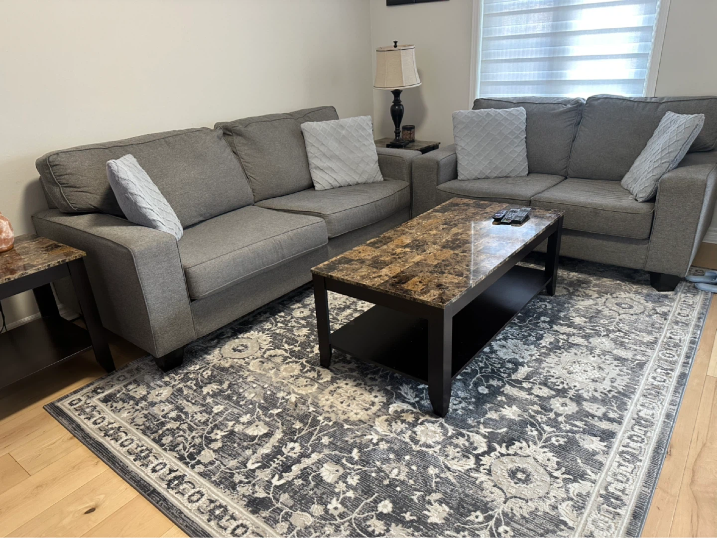 Grey Sectional Sofa with Coffee Table - photo 5
