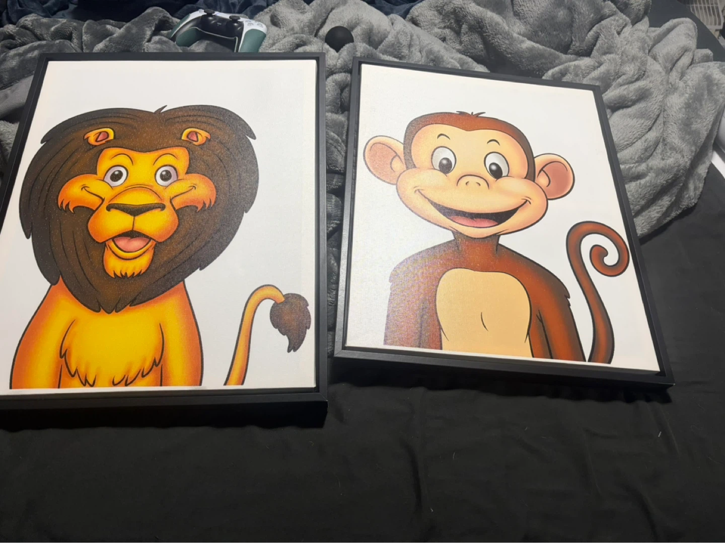 Set of 2 Framed Canvas Wall Art - Monkey and Lion