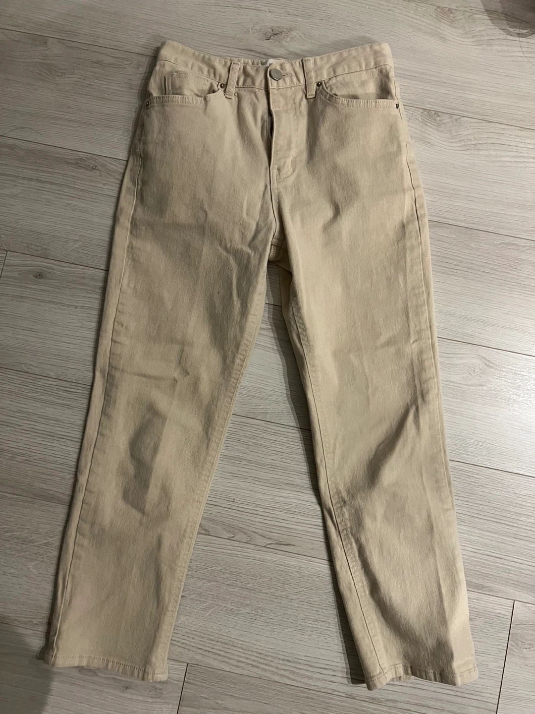 Cream Straight Leg Jeans