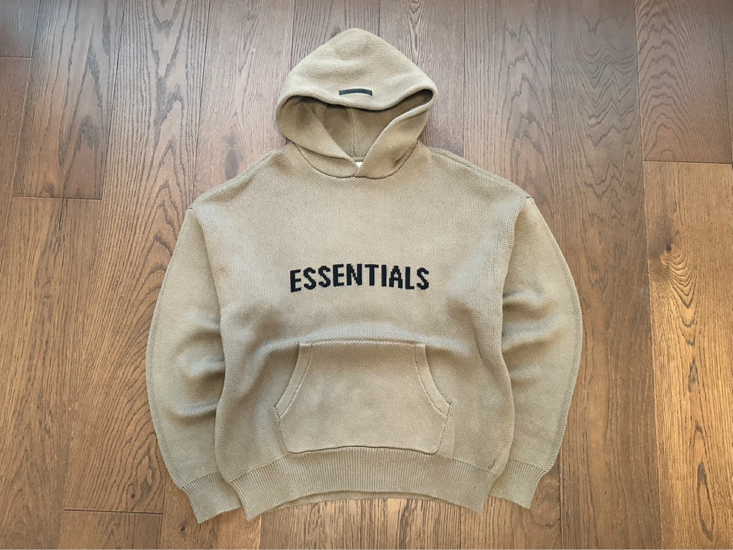 NEW ESSENTIALS Fear of God Beige Knit Hoodie