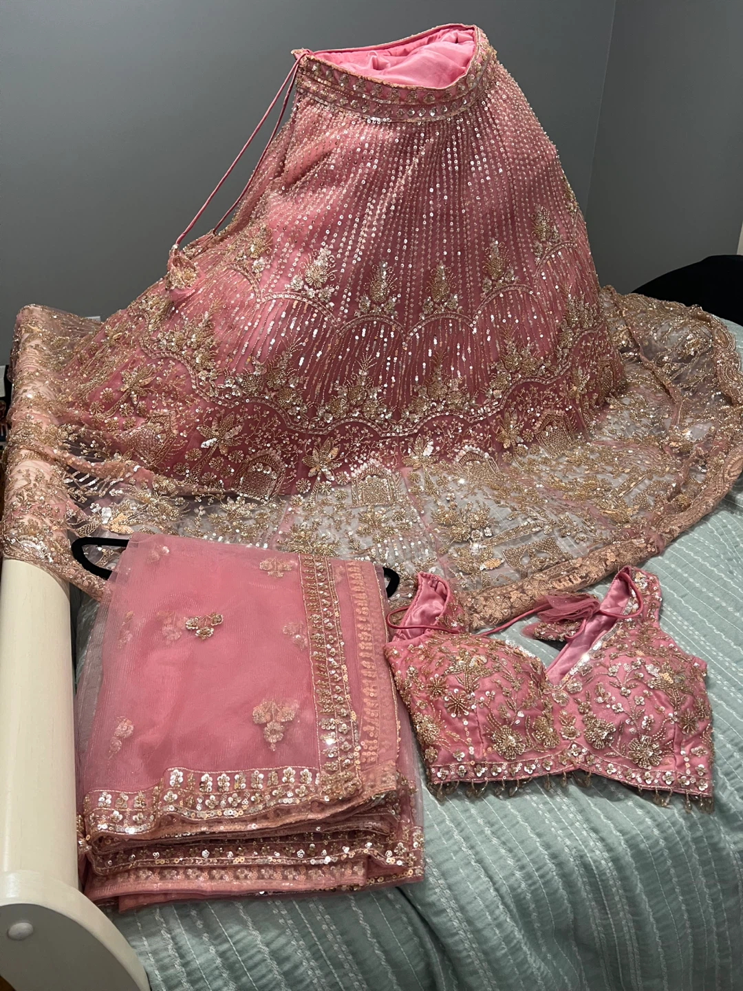 Pink Sequin Lehenga Choli with Dupatta - photo 2