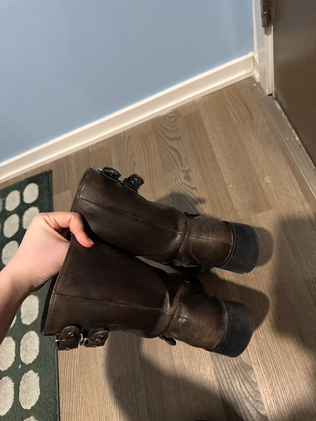 ZARA Brown Real Leather Buckle Moto Boots - photo 4